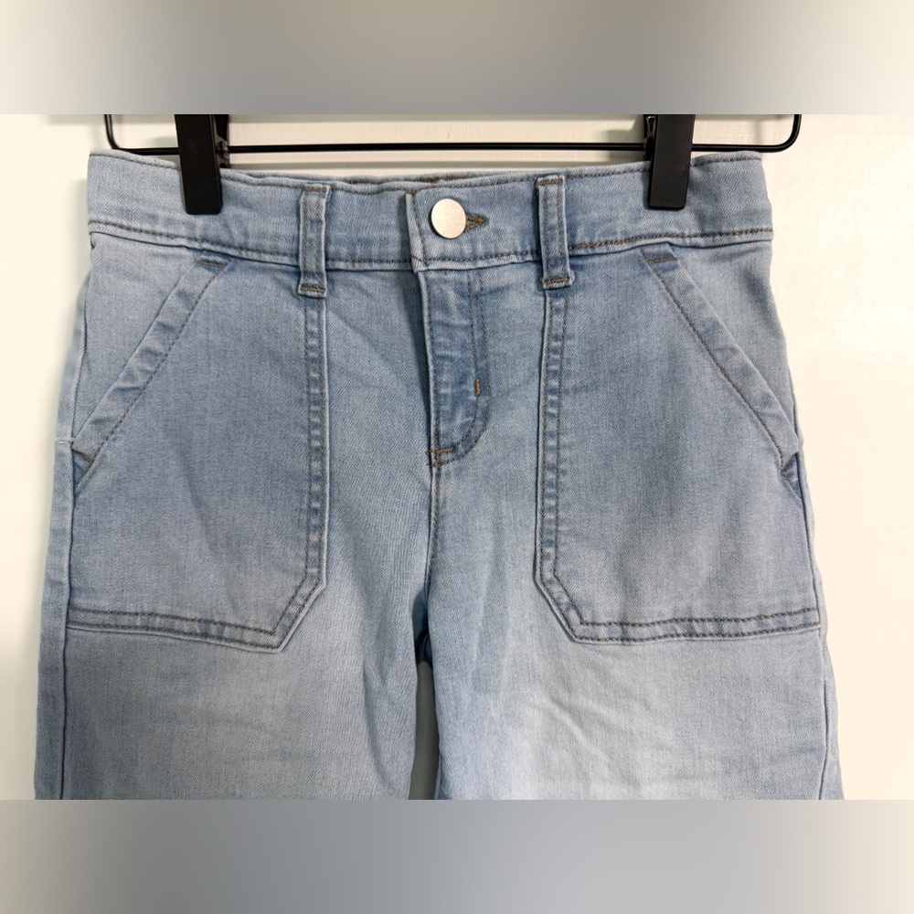 Wonder Nation Girls Blue Straight Leg Cargo Jeans Size 8 Adjustable Kids Denim - Picture 3 of 16